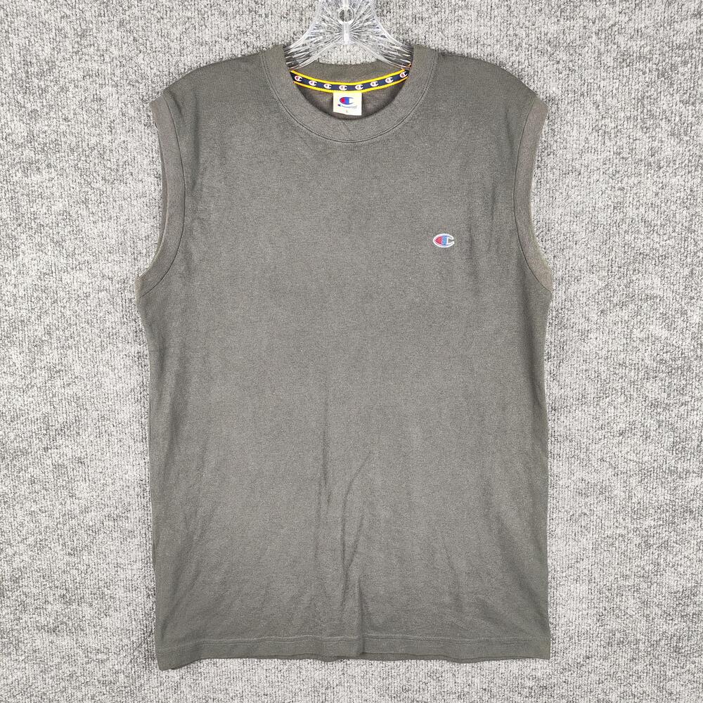 Champion Tank Top Mens Large Gray Sleeveless Jersey Crew Neck Logo Athletic Gym